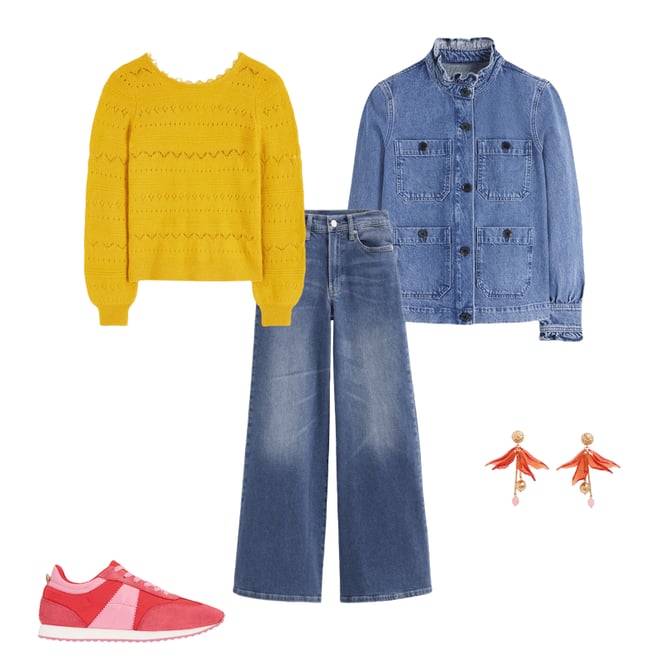 4th bundle featuring 4 items which compliment Denim Frill Collar Jacket-Mid Wash