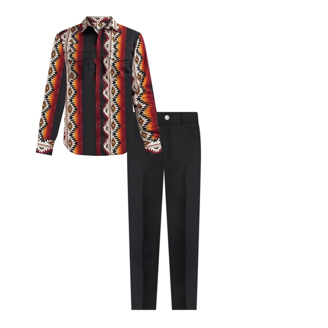 Men's Checotah® Long Sleeve Western Snap Printed Shirt in Black Fire