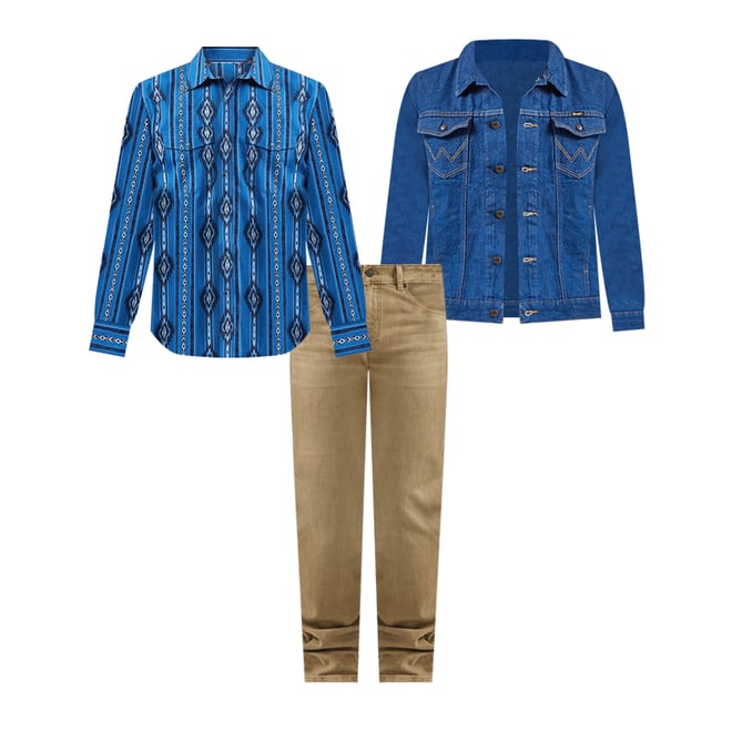Men's Checotah® Long Sleeve Western Snap Printed Shirt in Blue Darkly
