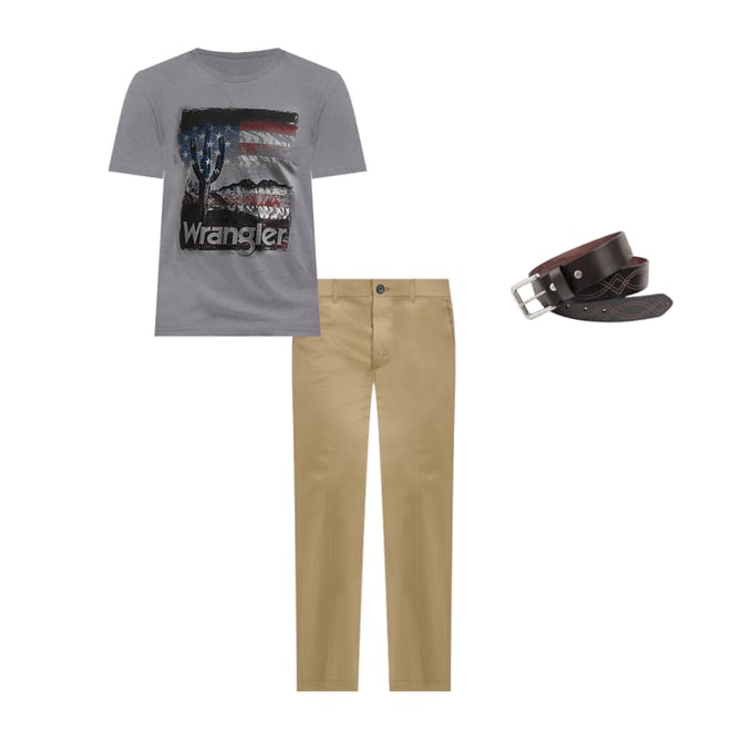 Men's Wrangler Casuals® Flat Front Relaxed Fit Pants in Khaki