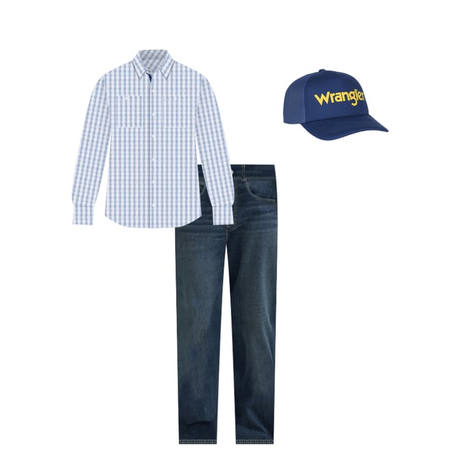 Wrangler® George Strait™ Long Sleeve Button Down Two Pocket Shirt in Pale Glen Check