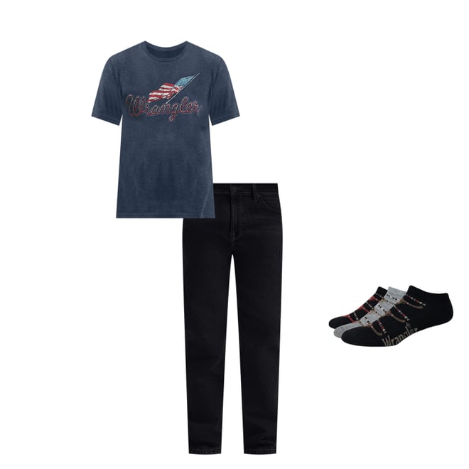 Men's Wrangler Americana Flag Logo T-Shirt in Dark Sapphire