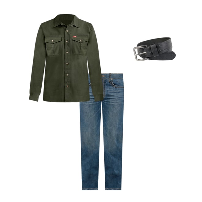 Men's Pebble Grain Leather Belt in Black