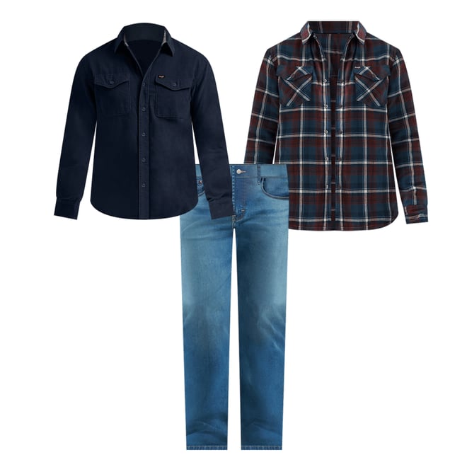 Men's Heavyweight Sherpa Lined Plaid Shirt Jacket in Dark Sapphire