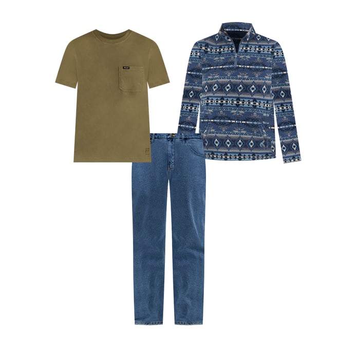 Men's Wrangler® Heavyweight Quarter-Zip Sherpa Pullover in Vintage Indigo