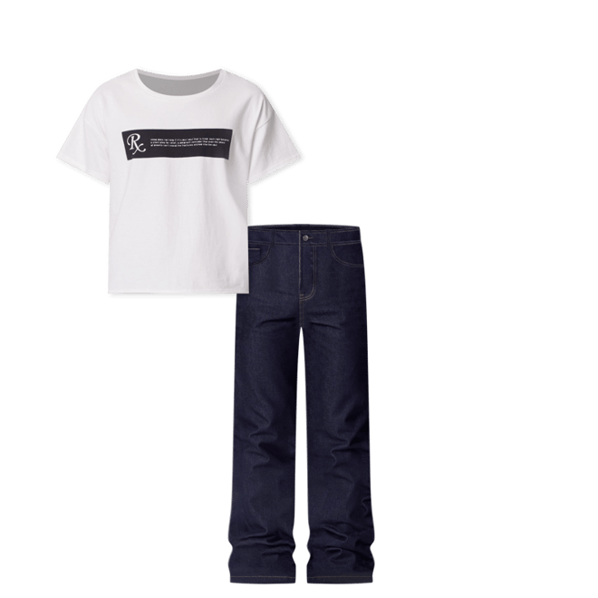 Distressed Wide Neck Tee - Antique White