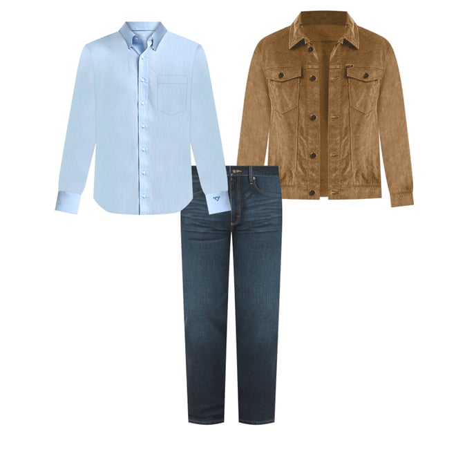 Men's Cody Johnson One Pocket Button Down Shirt in Sky Pinstripe