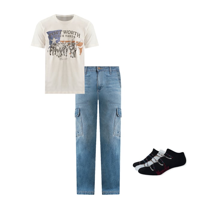 Men's Utility Denim Cargo in Mid Blue