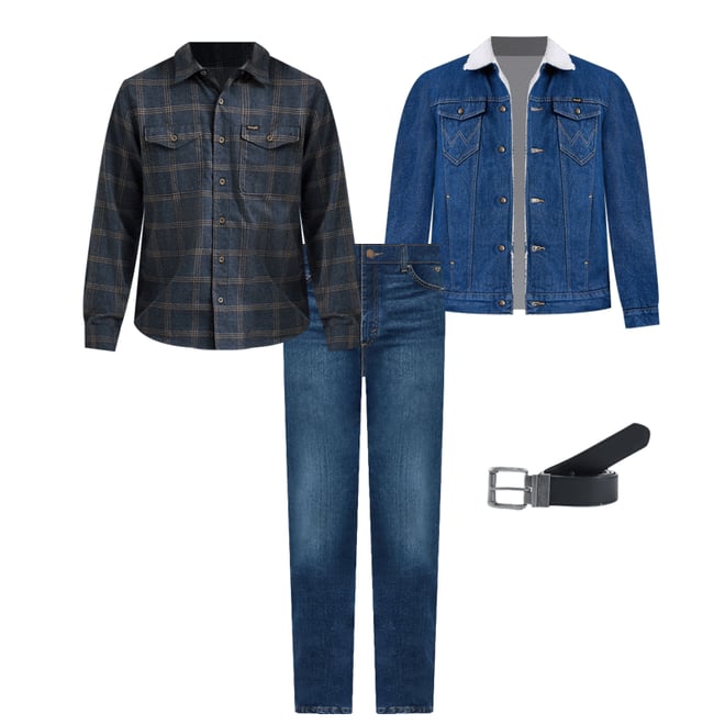 Men's Wrangler® Flannel Plaid Shirt in Dark Sapphire