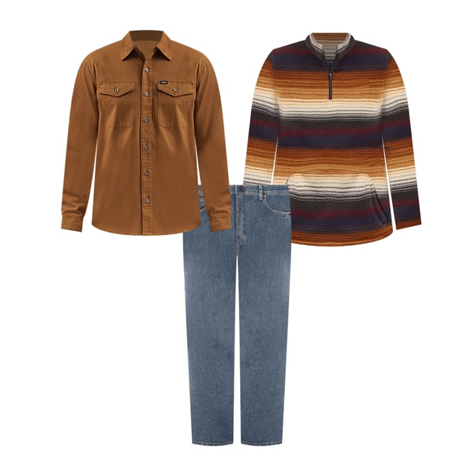 Men's Wrangler® Striped Quarter-Zip Sherpa Pullover in Sunset Stripe