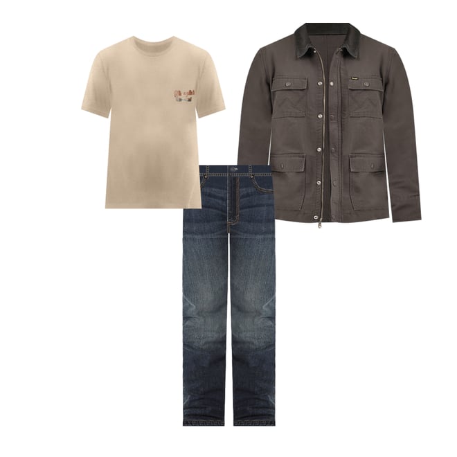 Men's Wrangler Bucking Cowboy Back Graphic T-Shirt in Trench Coat WRG