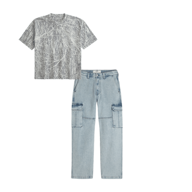 Light Wash Baggy Cargo Jeans