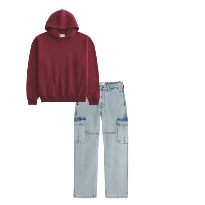 Light Wash Baggy Cargo Jeans