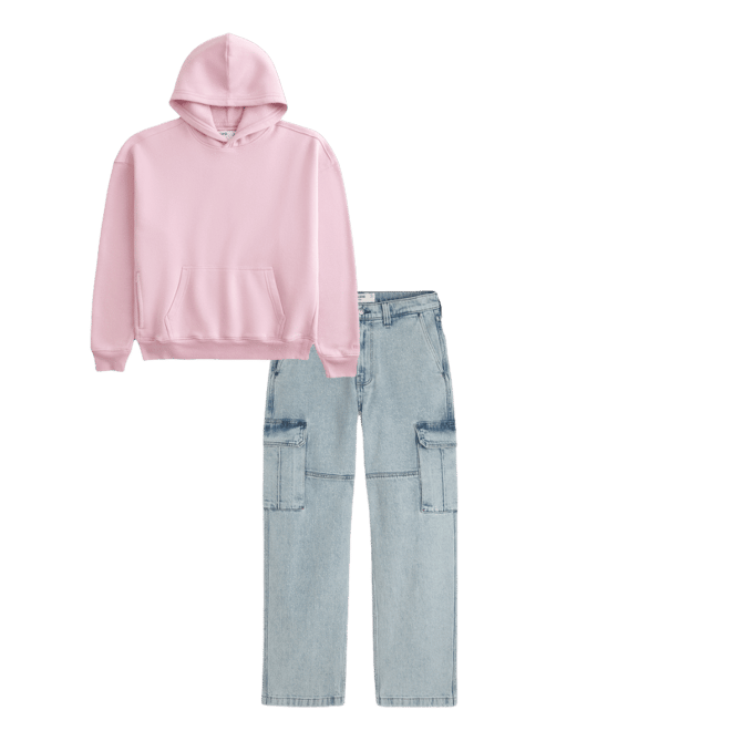 Light Wash Baggy Cargo Jeans