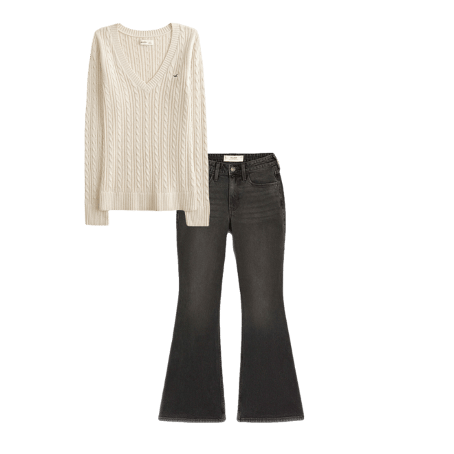 Curvy High-Rise Washed Black Flare Jeans