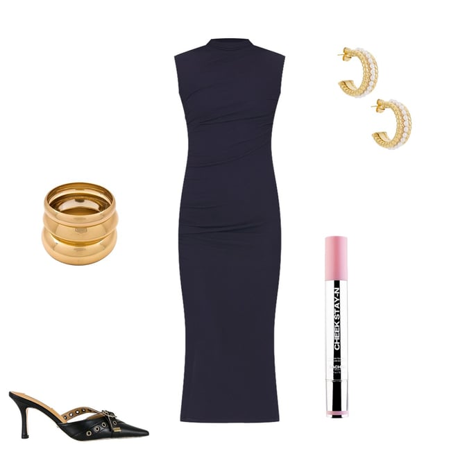 Silk Knit Sleeveless Twist Midi Dress
