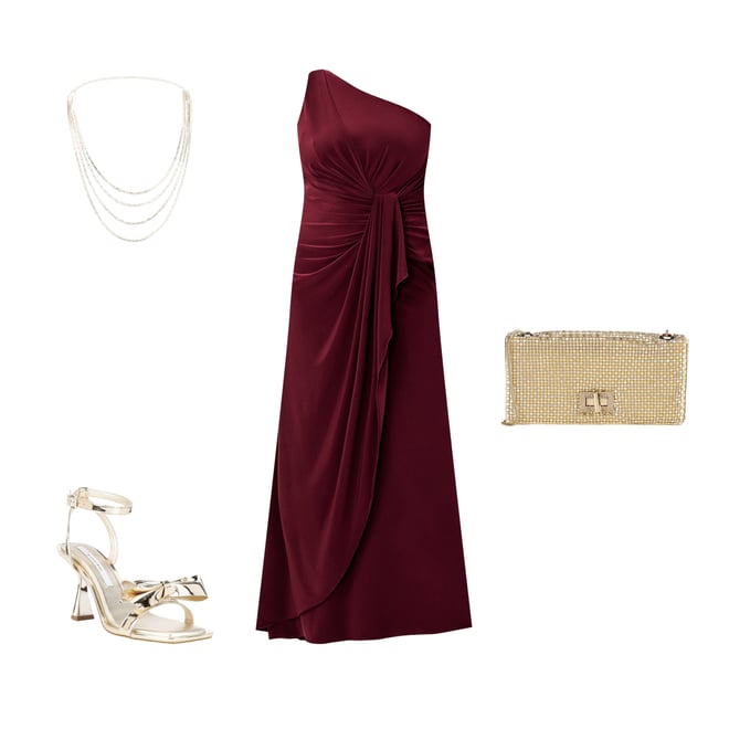 burgundy dress and rose gold shoes Ti Amo Burgundy Pu Padlock Detail Barely There Pointed Toe Stiletto Heels