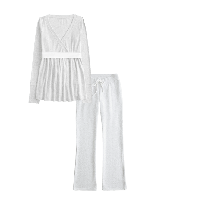 Easy Long-Sleeve Wrap-Front Babydoll Top