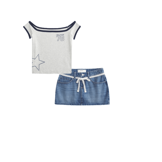 Off-the-Shoulder Logo Graphic Tee