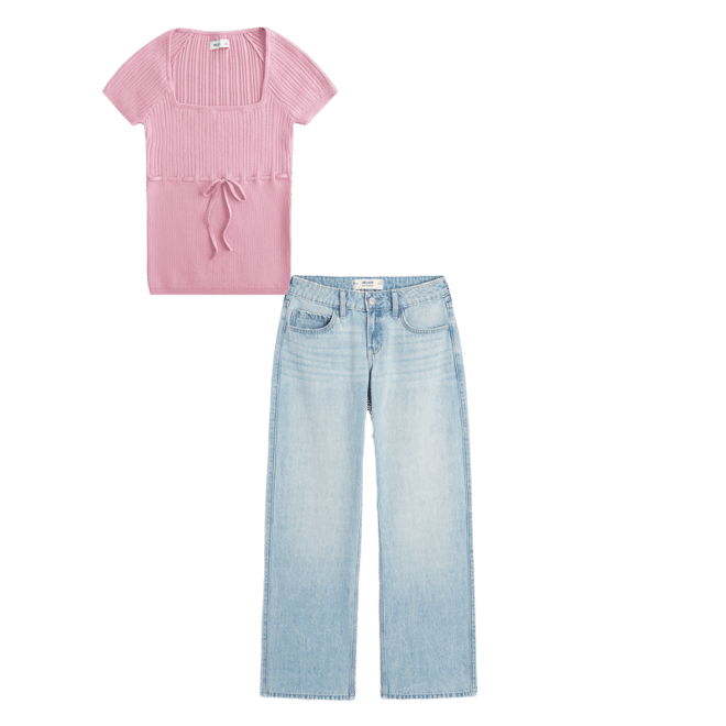 Short-Sleeve Square Neck Sweater