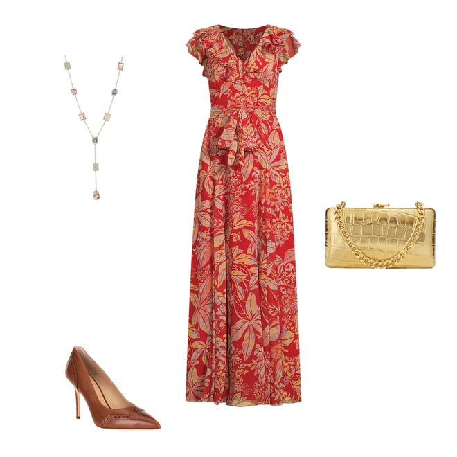 Lauren Ralph Lauren Floral Print Crinkle Georgette V-Neck