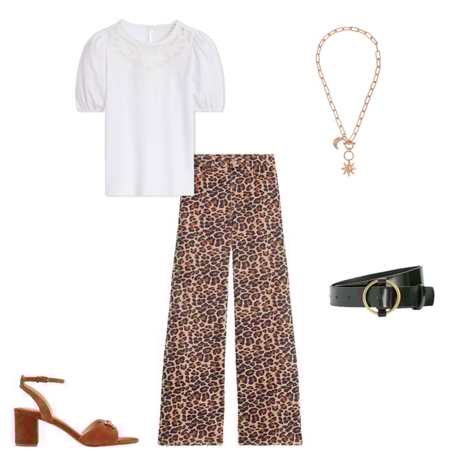2nd bundle featuring 4 items which compliment High Rise Wide Leg Jeans-Leopard Print