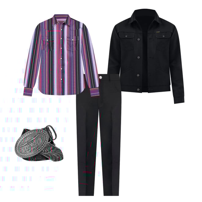 Vintage-Inspired Brushpopper Western Snap Workshirt in Violet Stripe