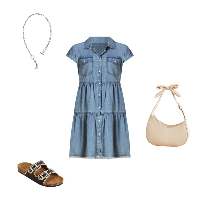 Ameri　ADORABLE BACK RIBBON DENIM DRESS ADORABLE BACK RIBBON DENIM DRESS