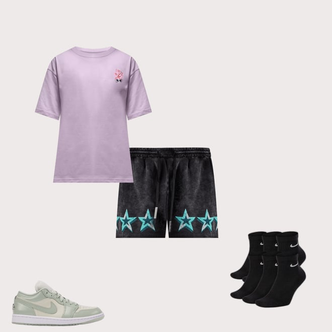 First Row Washed Rhinestone Star Shorts