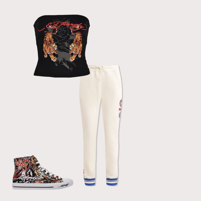 Ed Hardy Tiger Tube Black Top
