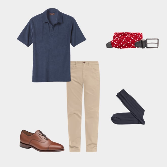 1st bundle featuring 4 items which compliment Terry Open Collar Polo
