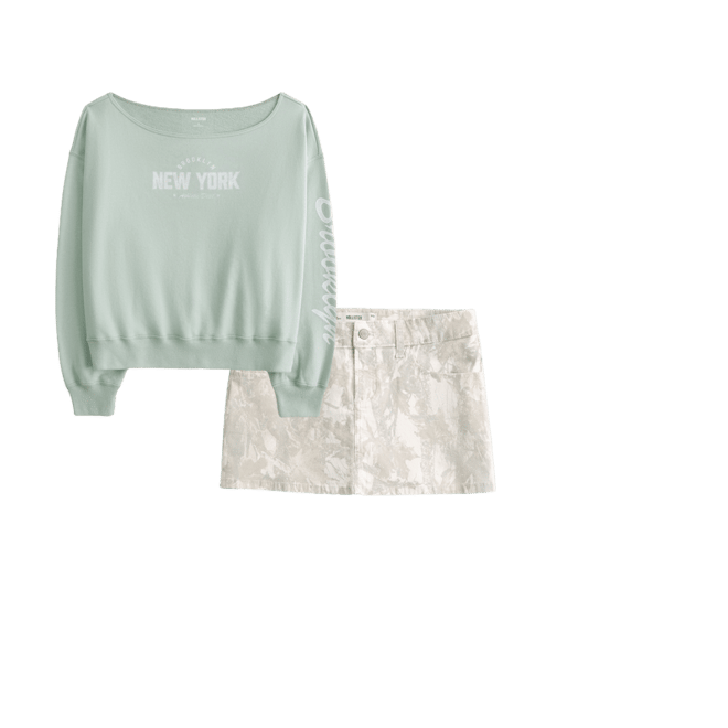 Easy Off-the-Shoulder Brooklyn Graphic Sweatshirt