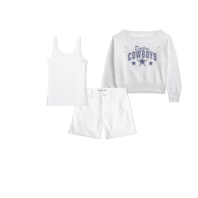 dallas cowboys off-the-shoulder graphic crew sweatshirt