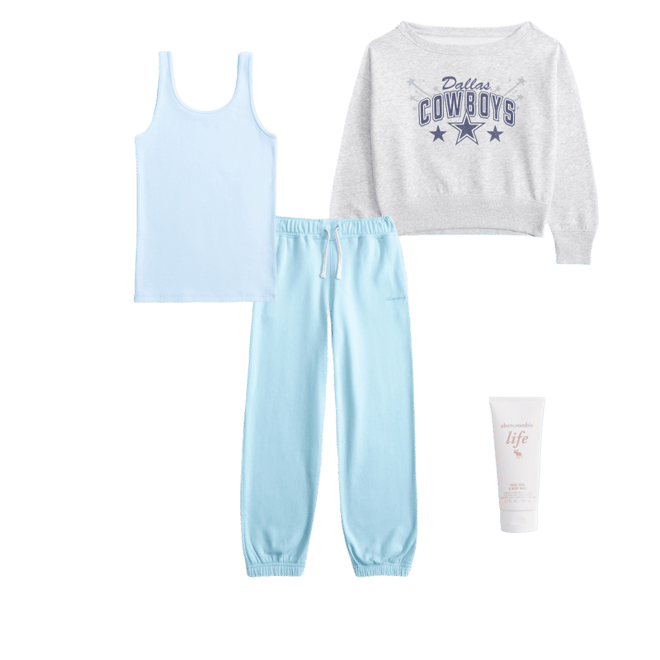 dallas cowboys off-the-shoulder graphic crew sweatshirt