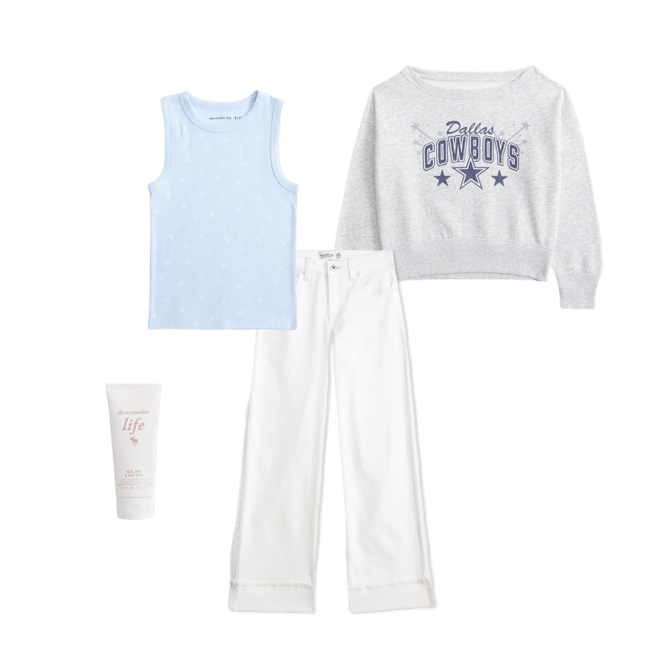 dallas cowboys off-the-shoulder graphic crew sweatshirt