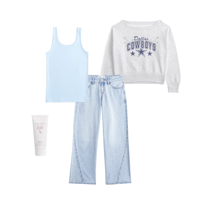 dallas cowboys off-the-shoulder graphic crew sweatshirt