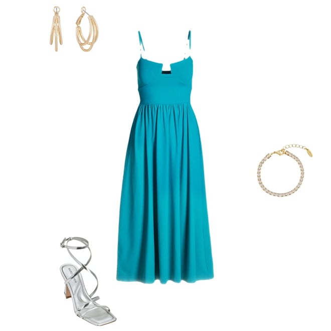 Susana Monaco x Boston Proper Fit and Flare Midi Dress St Tropez