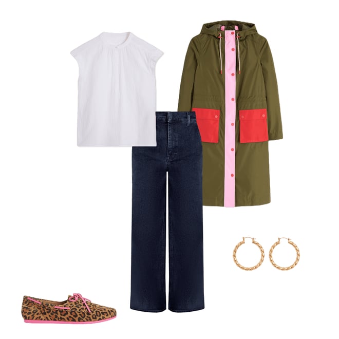1st bundle featuring 4 items which compliment Longline Rain Mac-Khaki Colourblock