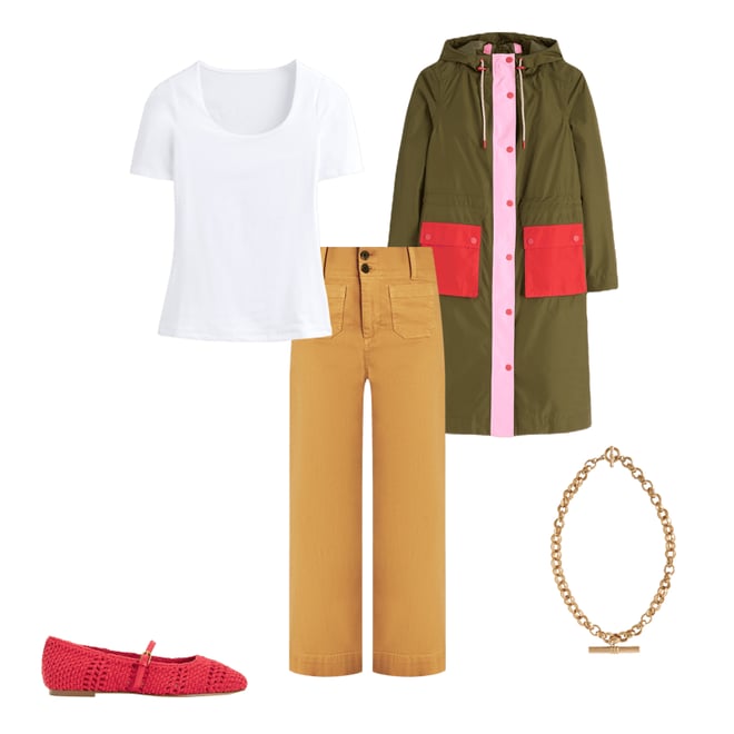 3rd bundle featuring 4 items which compliment Longline Rain Mac-Khaki Colourblock