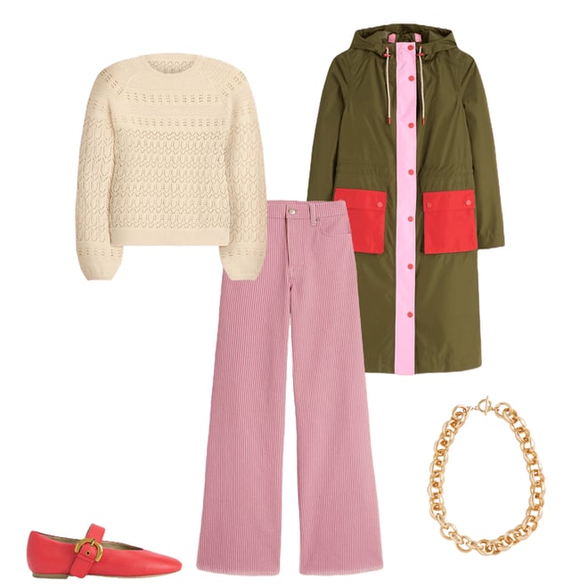 2nd bundle featuring 4 items which compliment Longline Rain Mac-Khaki Colourblock