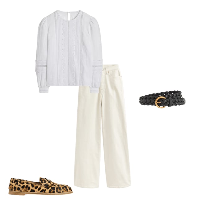 6th bundle featuring 3 items which compliment Trim Interest Double Cloth Top-White