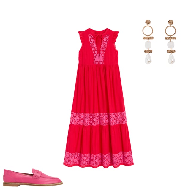 2nd bundle featuring 2 items which compliment Tie Neck Tier Dress-Poppy Red