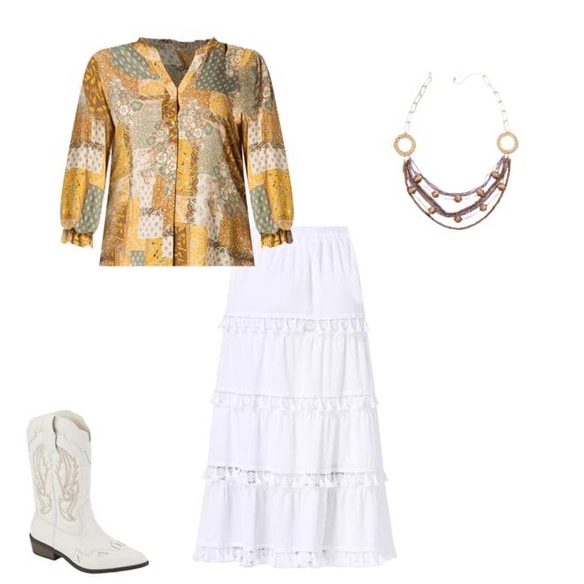  Cato Fashions | Cato Patchwork Print Button Down Top