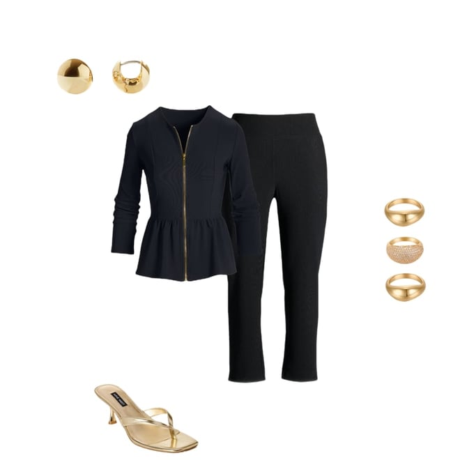 Beyond Travel Peplum Coordinates Jet Black