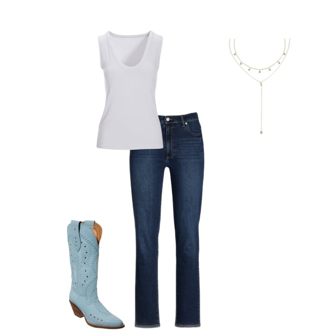 Embroidered and Studded Western Boot Blue