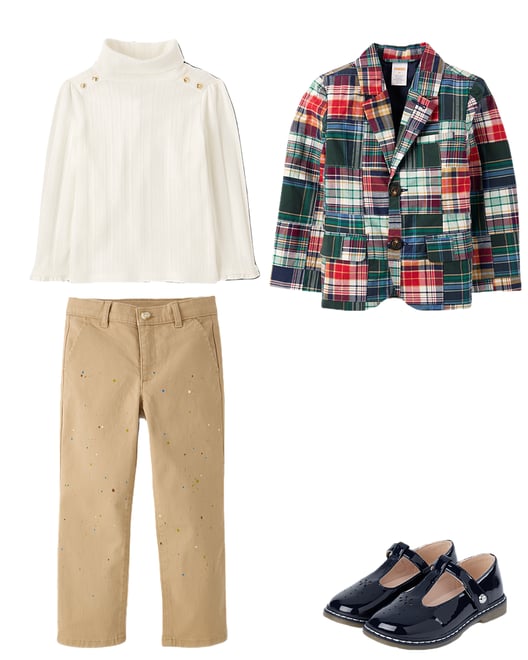 Kids Plaid Madras Poplin Blazer - Campus Cuties - Green