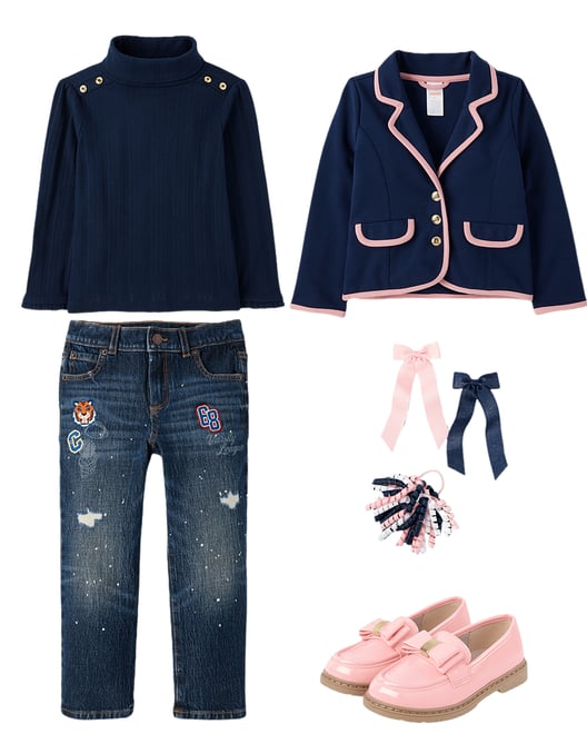 1st bundle featuring 4 items which compliment Girls Contrast Trim Ponte Blazer