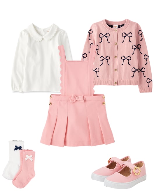 Girls Pleated Button Ponte Skort - Classroom Cutie - Fuzzy pink cl