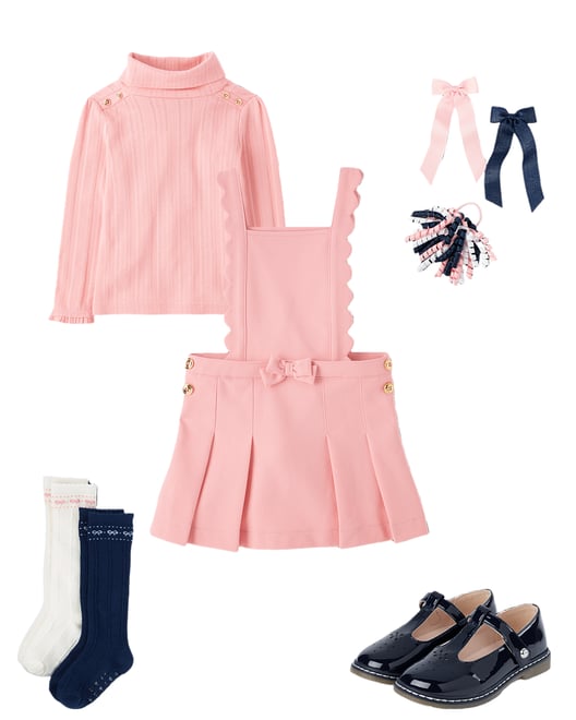 Girls Pleated Button Ponte Skort - Classroom Cutie - Fuzzy pink cl