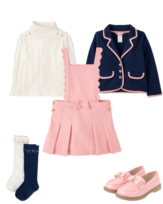 Girls Pleated Button Ponte Skort - Classroom Cutie - Fuzzy pink cl